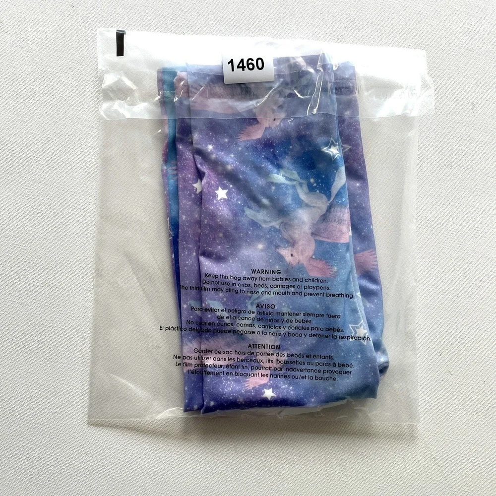 Capelli Girls M/L Blue Purple Unicorn Pegasus Fantasy Print Stretch Leggings Fit